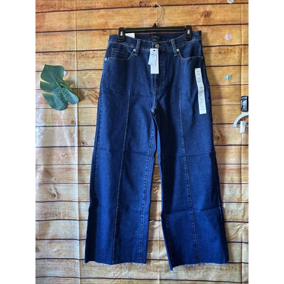 Banana Republic Relaxed Wide Leg Jeans Women's 29/8 Dark Blue Denim Pleated Boho - Picture 1 of 6
